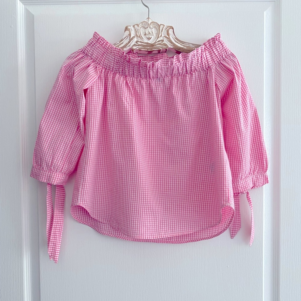 H&M Divided, pink gingham cotton blouse, size 4